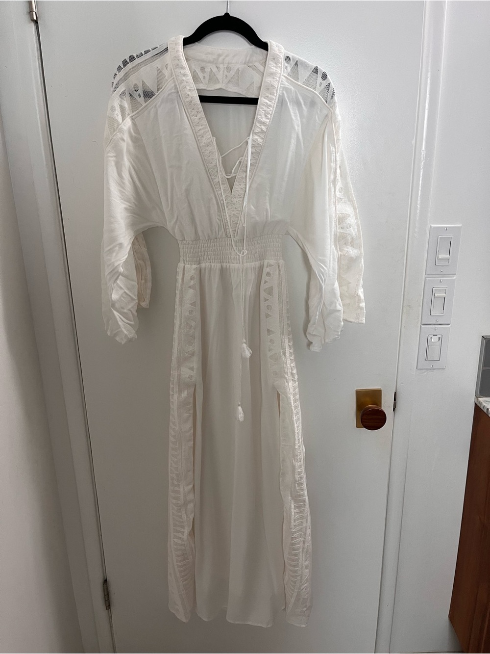 White Boho Maxi Dress with Embroidered Detail